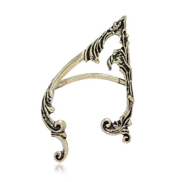 Antique Elf Ear Cuff, Antique Silver, Bronze, Black, piercing - Picture 4 of 5